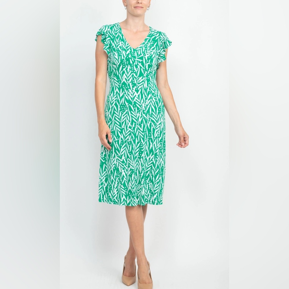 London Times Teal and White Midi Dress